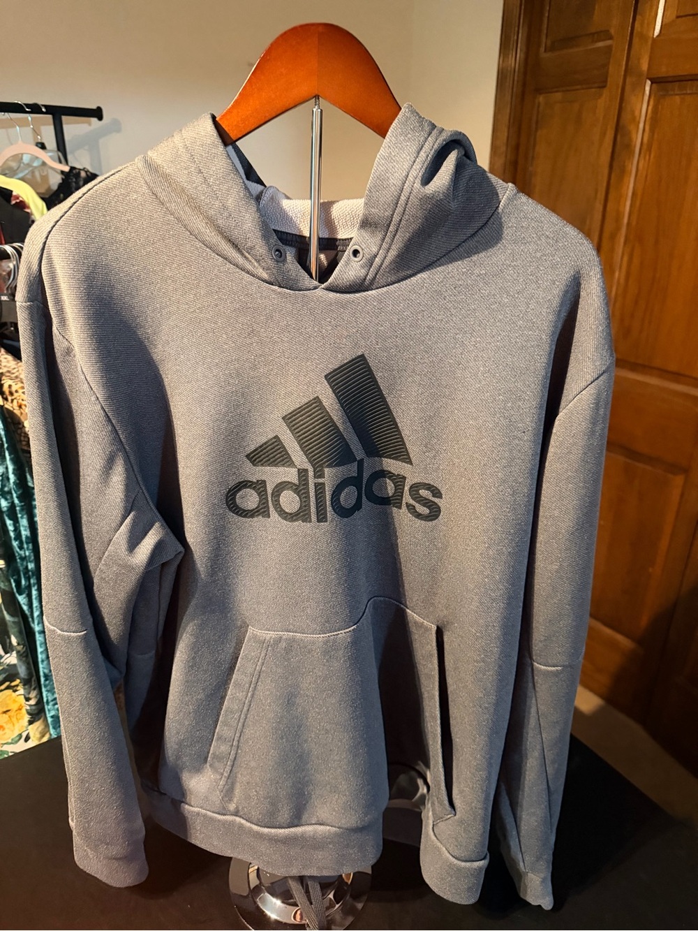 adidas Gray Pullover Hoodie with Logo